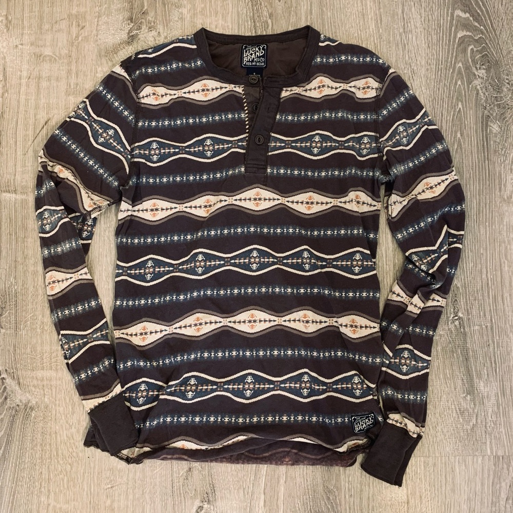 LUCKY BRAND JACQUARD HENLEY